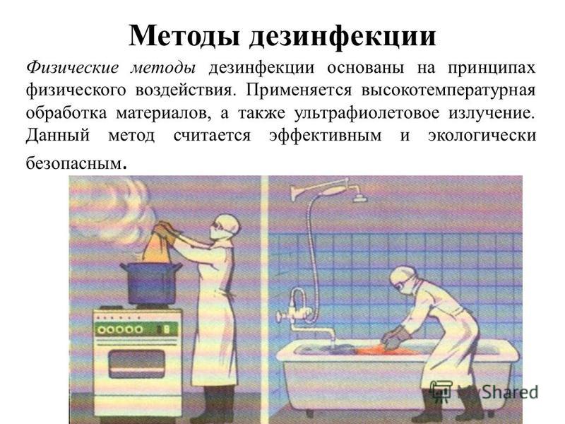 На фото описаны методы дезинфекции